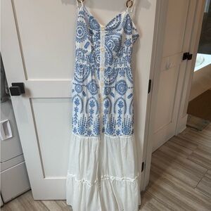 Chicwish Blue and White Floral Maxi Dress